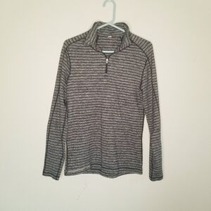 Lululemon Studio Half-Zip Classic Striped Pullover Top Heathered Black M